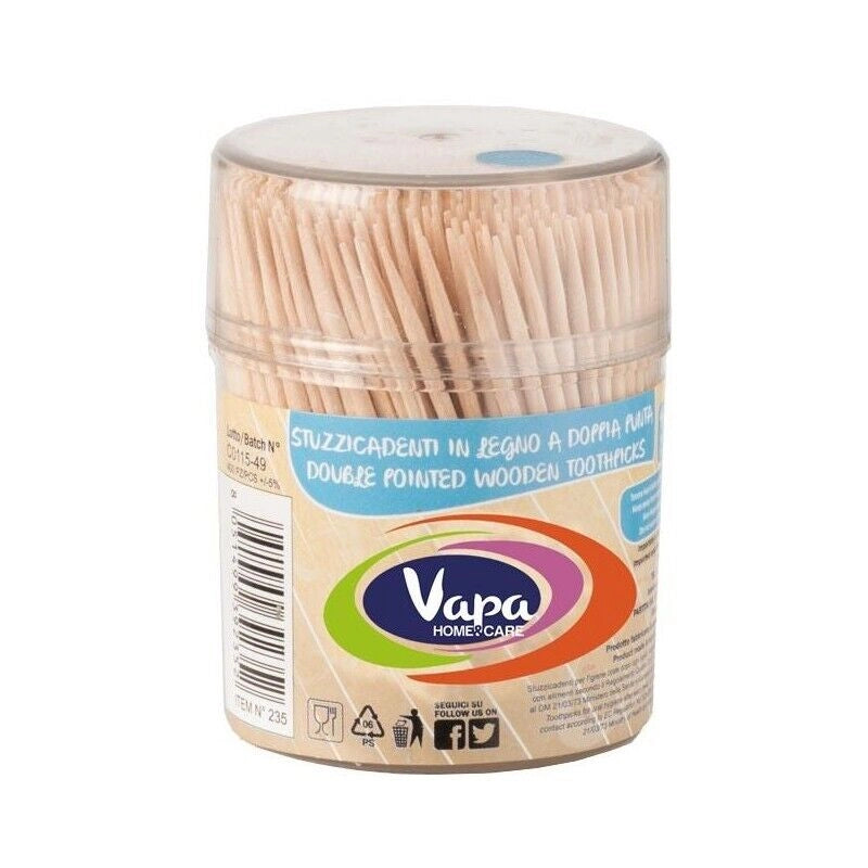 STUZZICADENTI BASTONCINI DOPPIA PUNTA IN LEGNO NATURALE PER ALIMENTI 400PZ