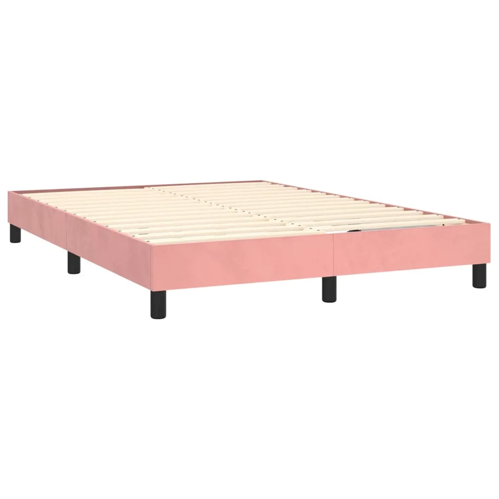 Letto a Molle con Materasso e LED Rosa 140x190 cm in Velluto 3134404