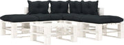 Set da relax per 6 persone con cuscini in pelle antracite e tavolo in legno pallet