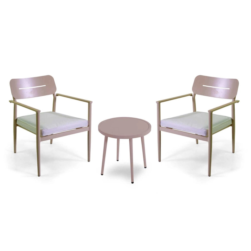 Poltrona alluminio Ibiza 2 pezzi con tavolino tondo beige