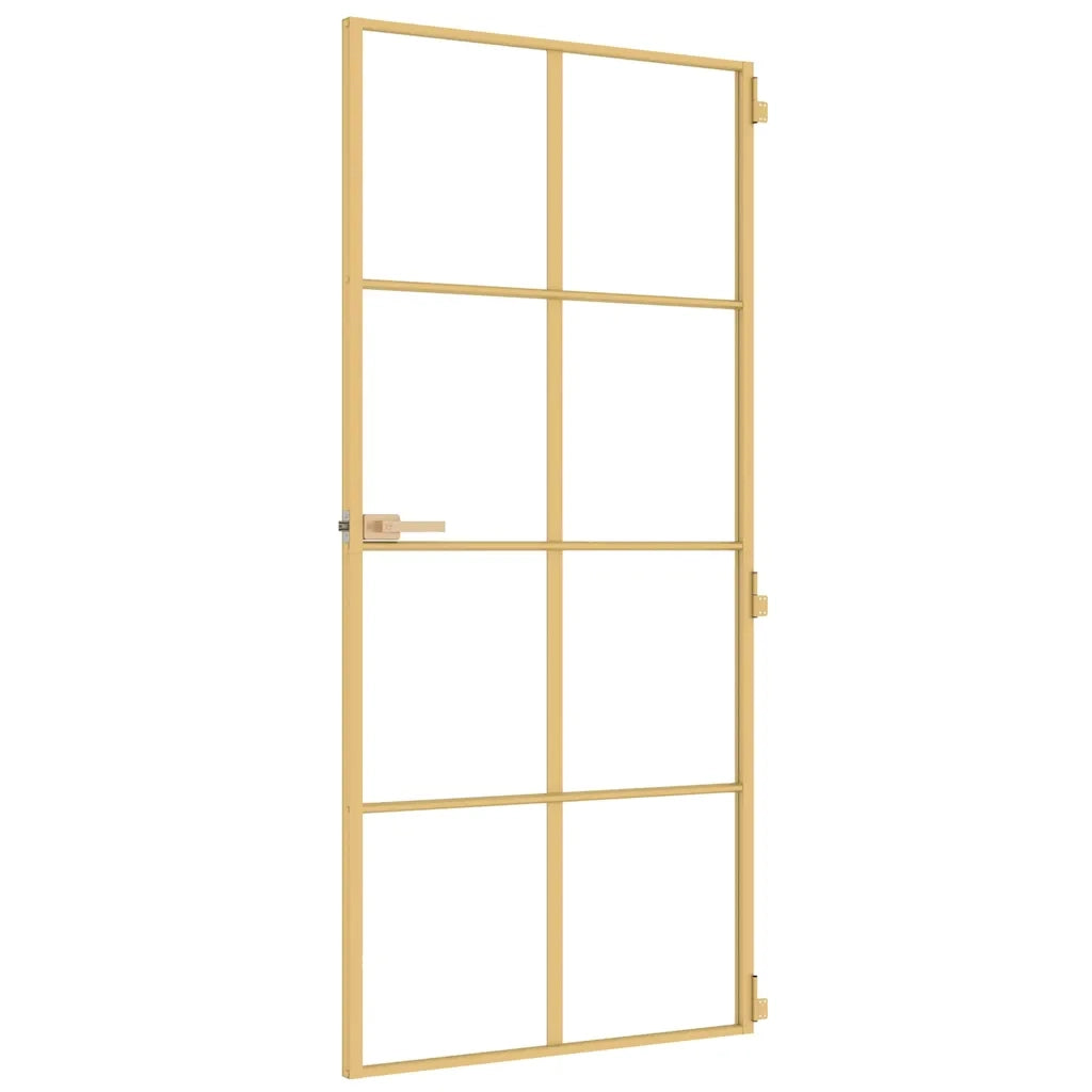 Porta Interni Sottile Oro 93x201,5cm Vetro Temperato Alluminio 155142