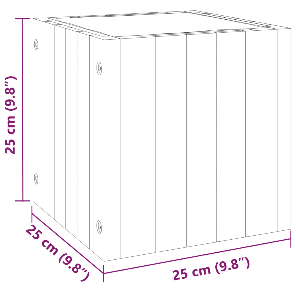 Fioriera | Cassetta per fiori | Vaso da Giardino 25x25x25 cm in Legno Massello di Acacia