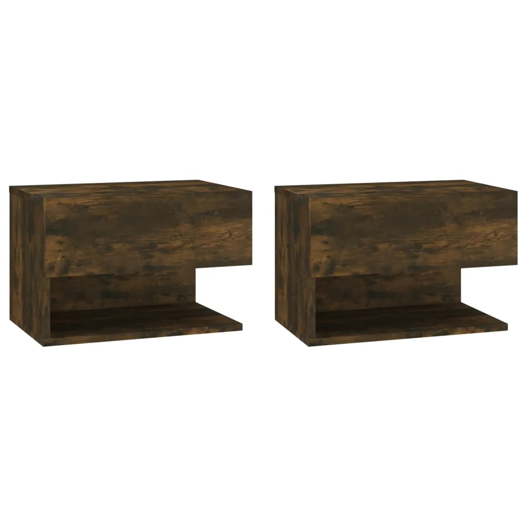 Comodini a Muro 2 pz Rovere Fumo 816947