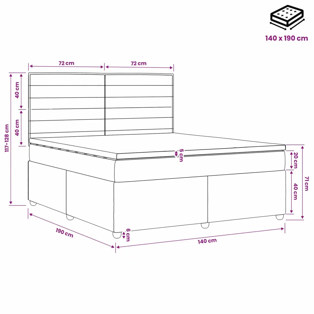 Letto box spring con materasso Tortora 140 x 190 cm Tessuto 3454386