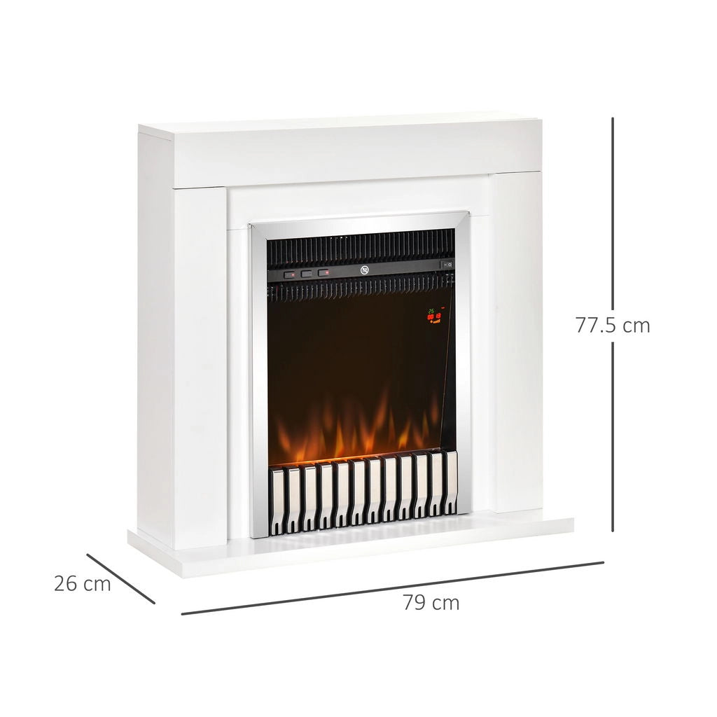 CAMINO ELETTRICO DA TERRA CON EFFETTO FIAMMA REALISTICO 79X26X77.5CM BIANCO/NERO