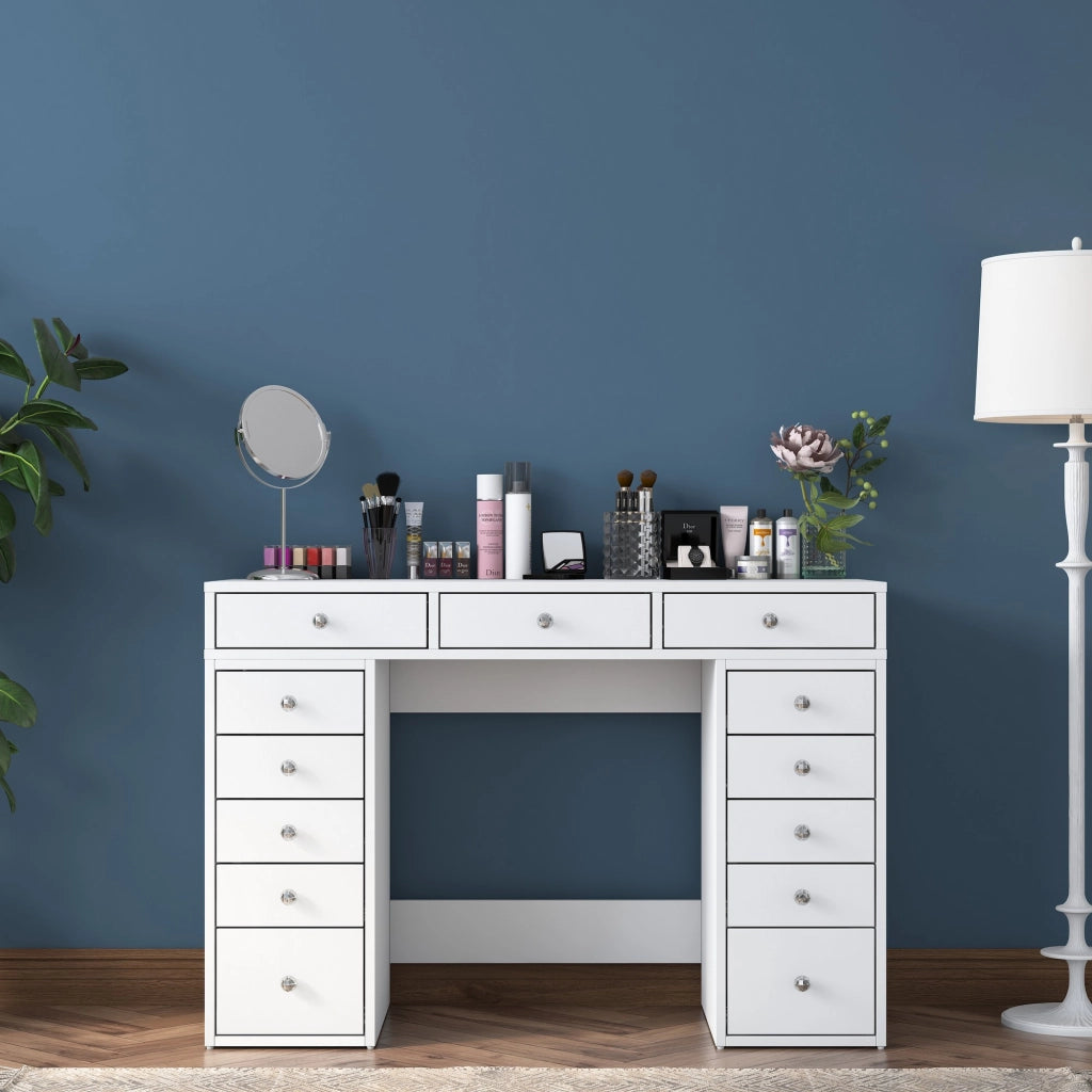 Comodino "Sena" con cassetti in legno incorporati - 120 x 44 x 82 cm - Bianco