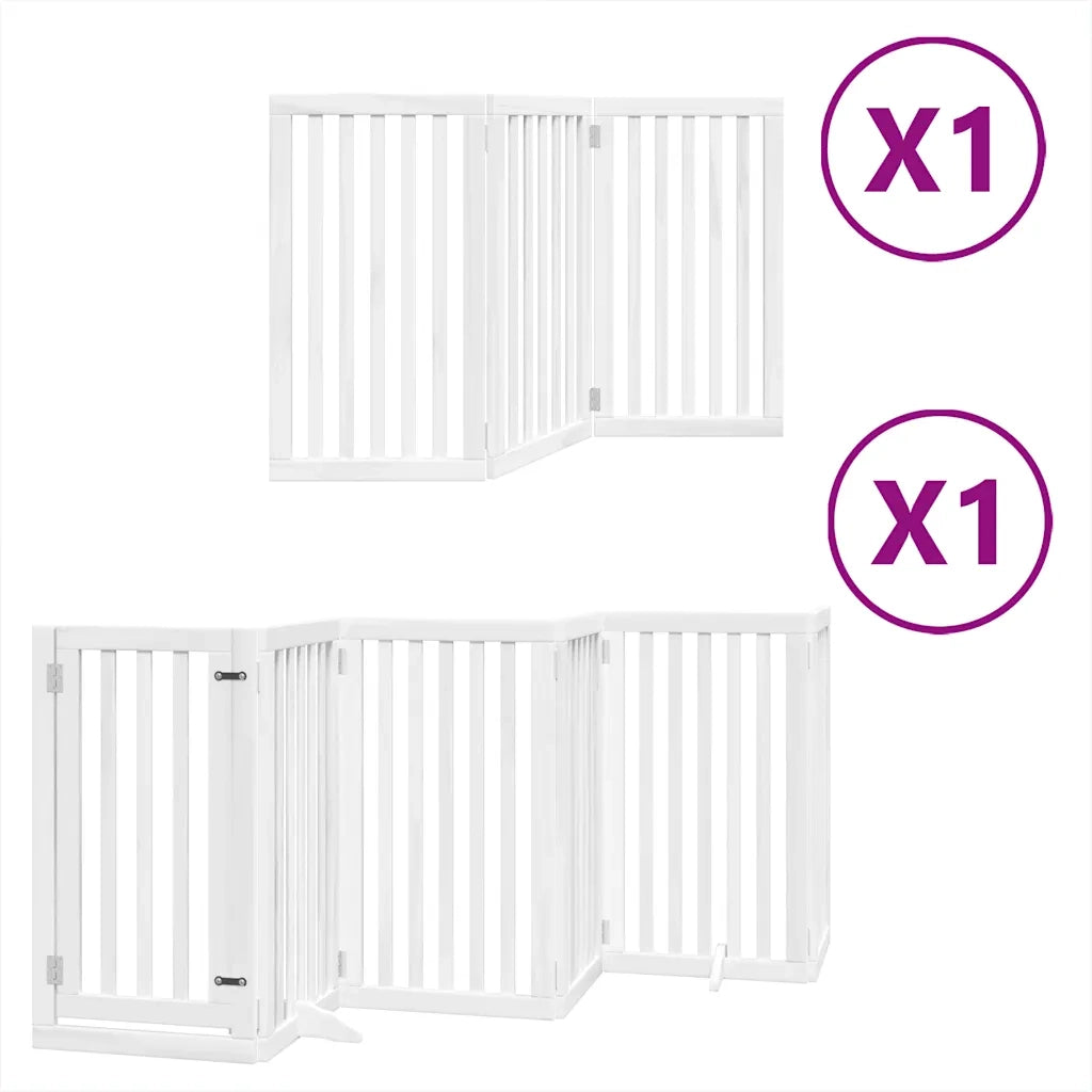 vidaXL Cancello Cani Porta Pieghevole Bianco 9 Pannelli 450 cm Pioppo