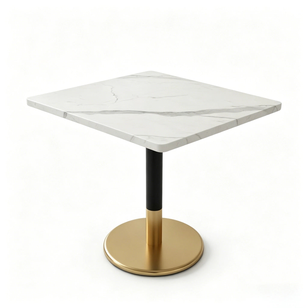 Tavolo da pranzo 2 posti con piano effetto marmo per cucina in MDF e metallo