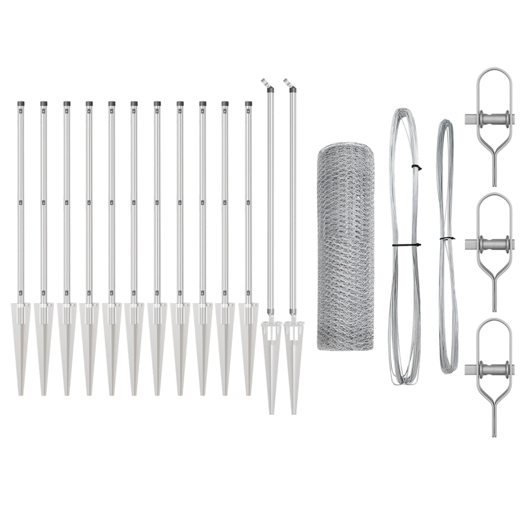 Set di Recinzione Set di 2 Acciaio zincato 25 m Durevole