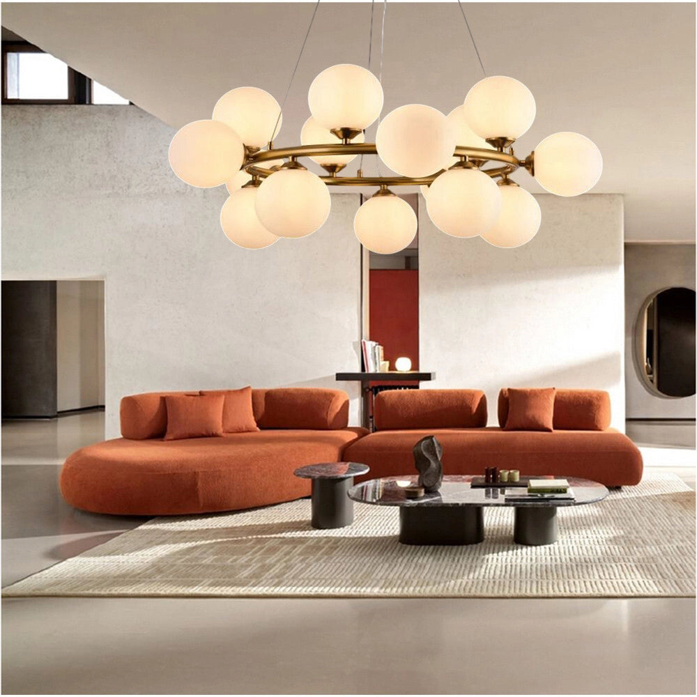 Trade Shop - Lampadario A Sospensione Contemporaneo In Metallo Bronzo Con 15 Sfere Attacco G9 B94 -
