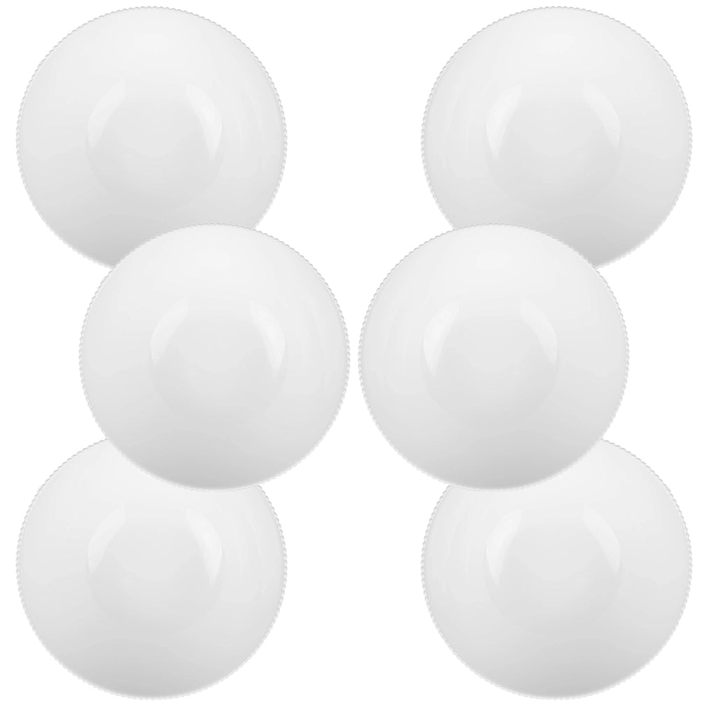 Set di 6 ciotole da insalata KADAX in vetro da 20 cm per zuppe e snack, bianche, scanalate.