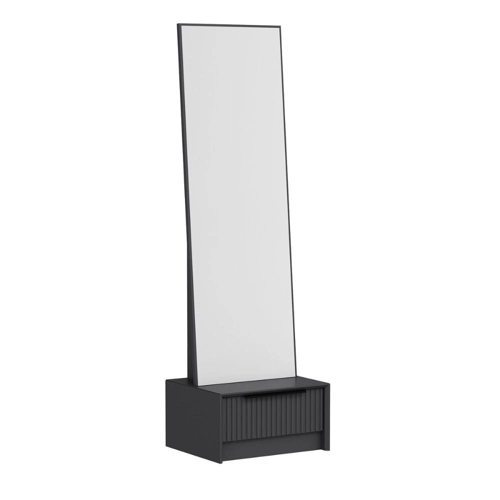 Specchio Kale con base cassetto antracite 54x45x178H