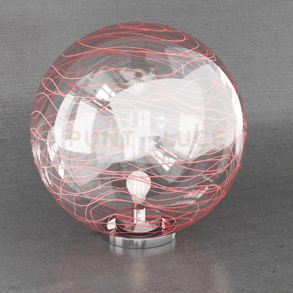MOON LAMPADA DA TAVOLO D.40 CM. 1 LUCE VETRO ROSSO 1117-LT40-RO