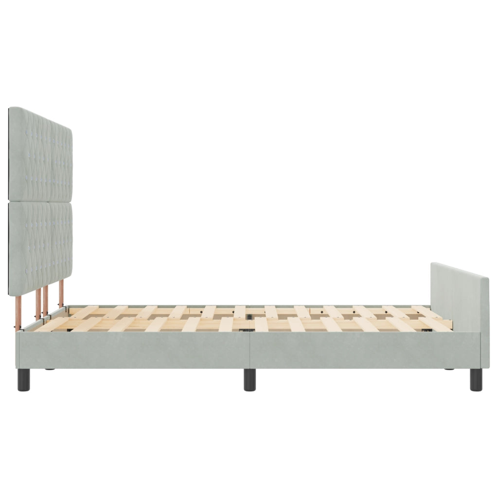 Letto Grigio Chiaro 140x190 cm in Velluto