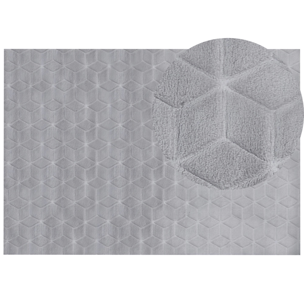 Tappeto in finta pelliccia di coniglio grigio Pelliccia artificiale di poliestere 160 x 230 cm Tappeto morbido Shaggy ad alto pelo