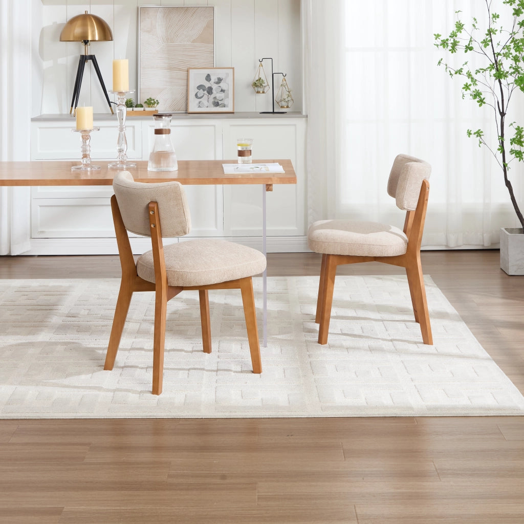 Sedie da Pranzo Set 2 Pezzi ¨C MINIMAL ¨C Tessuto Imbottite Gambe Legno Massello