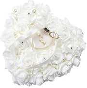 Accessori di nozze - Cassetto per anelli a forma di cuore - Cuscino per anelli - Accessori di nozze - Decorazioni con strass - Rosa - Elegantemente progettato e duraturo - Per due anelli - Cuscino per anelli di nozze