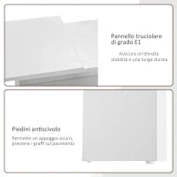 Scrivania Angolare con Libreria Scaffale in Legno Bianco, Tavolo da Pranzo con Rotazione a 360°, 173x39.8x74 cm