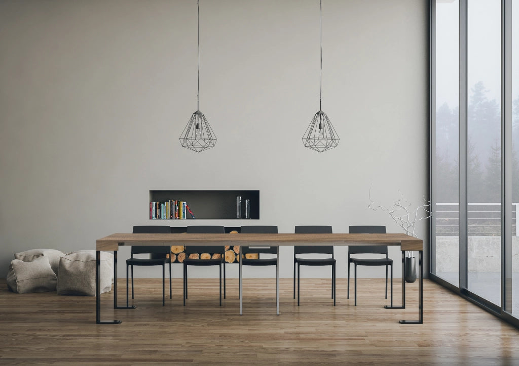 Consolle allungabile 90x40/300 cm Tekno Noce telaio Antracite
