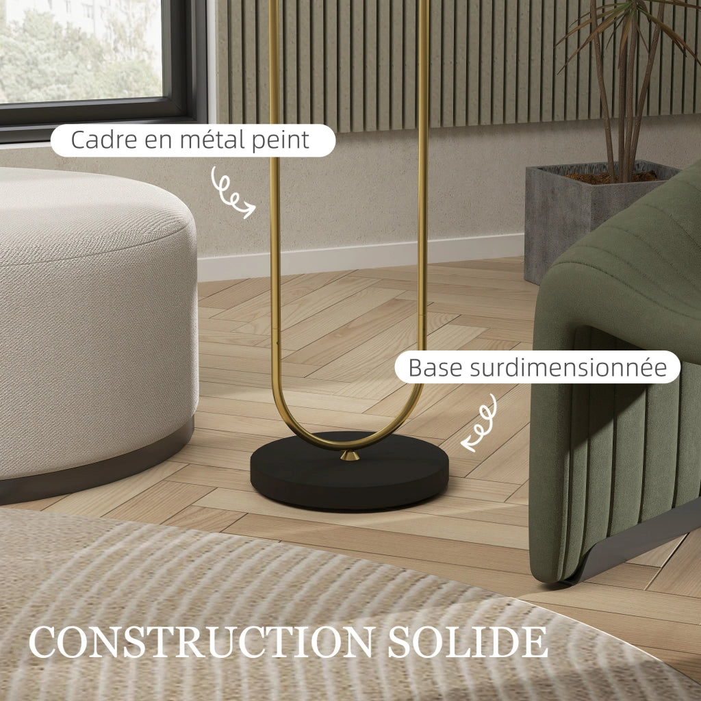 Lampada da terra con paralume in lino e interruttore a piede ¨C zephmum ¨C dorato e nero 156 cm