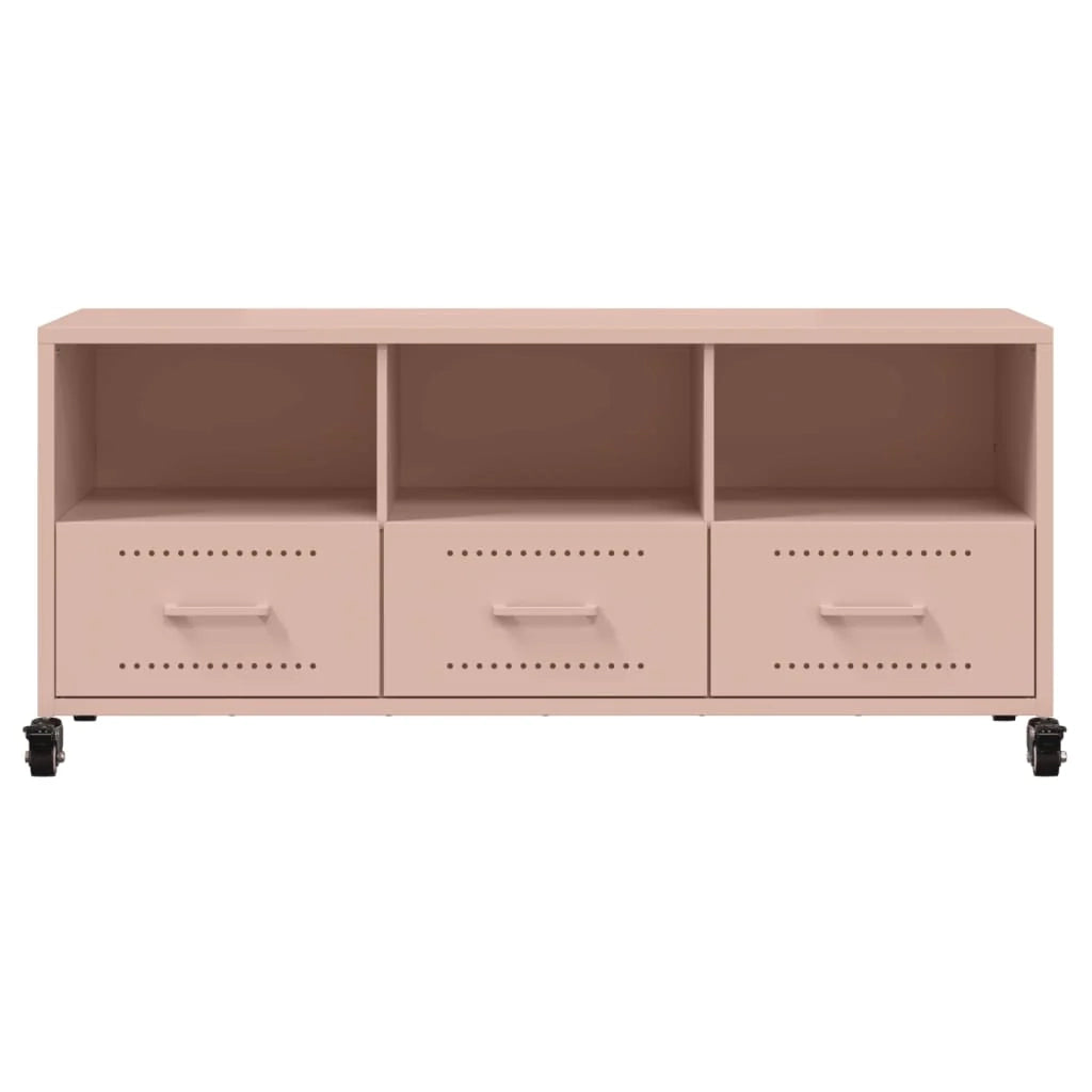 Mobile TV multimediale scaffale TV credenza mobile TV sala da pranzo soggiorno camera da letto rosa 100,5 x 39 x 43,5 cm acciaio rosa 02_0028279