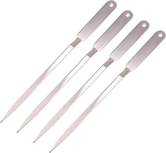 Set di 4 Apri-busta in Acciaio Inossidabile - Apripacchi per Casa, Ufficio e Scuola - Colore Argento - Duraturo e Pratico - Apri-busta Rapido e Preciso con Design Stilizzato.