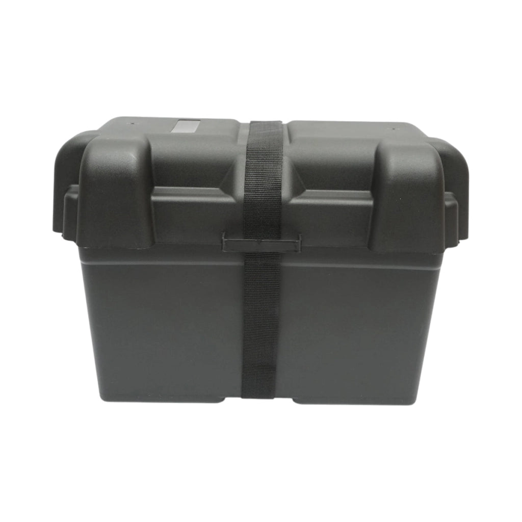 Cassetta universale per batteria auto 12V, 360 × 180 × 235 mm.