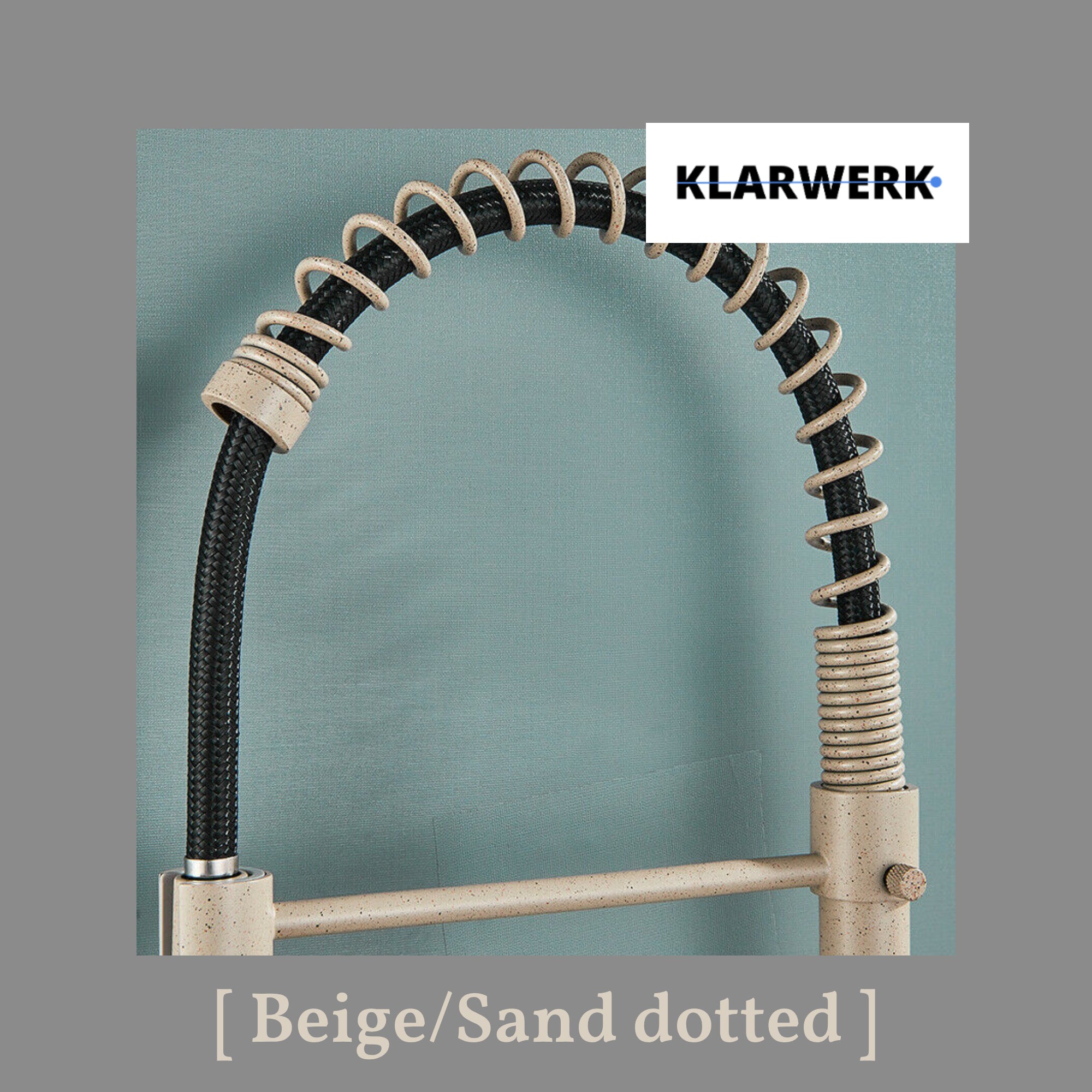 BERND | Rubinetto girevole beige da cucina in acciaio inossidabile |Miscelatore professionale girevole a 360 gradi con doccia | Alta pressione 2 porte