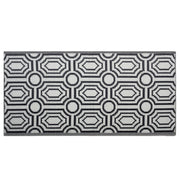 Tappeto per esterno Mat Nero Sintetico 90 x 180 cm Reversibile Motivo Geometrico Eco Friendly Moderno