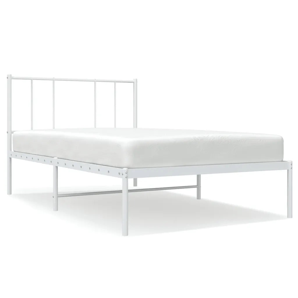 Giroletto con Testiera-Struttura Letto con testiera Metallo Bianco 90x190 cm 349407