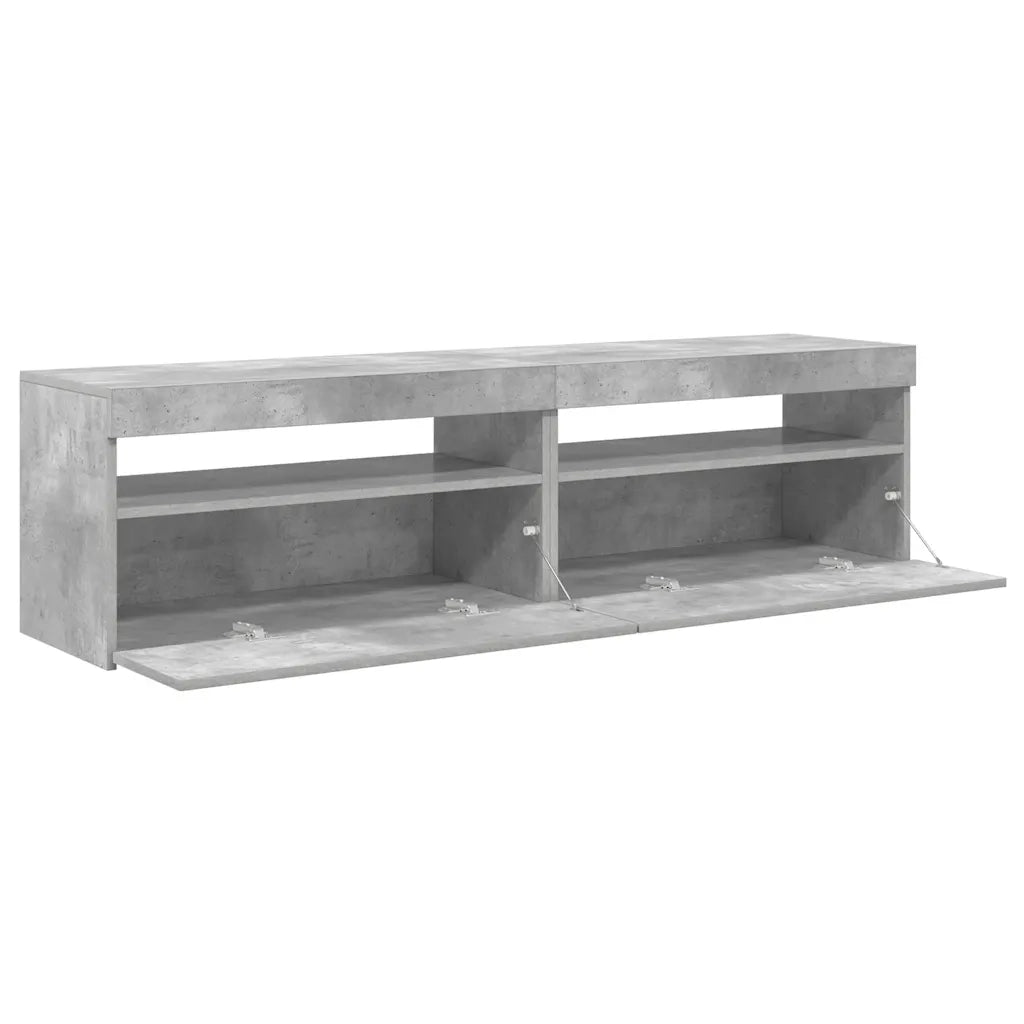 Mobili Porta TV con Luci LED 2 pz Grigio Cemento 75x35x40 cm 804400