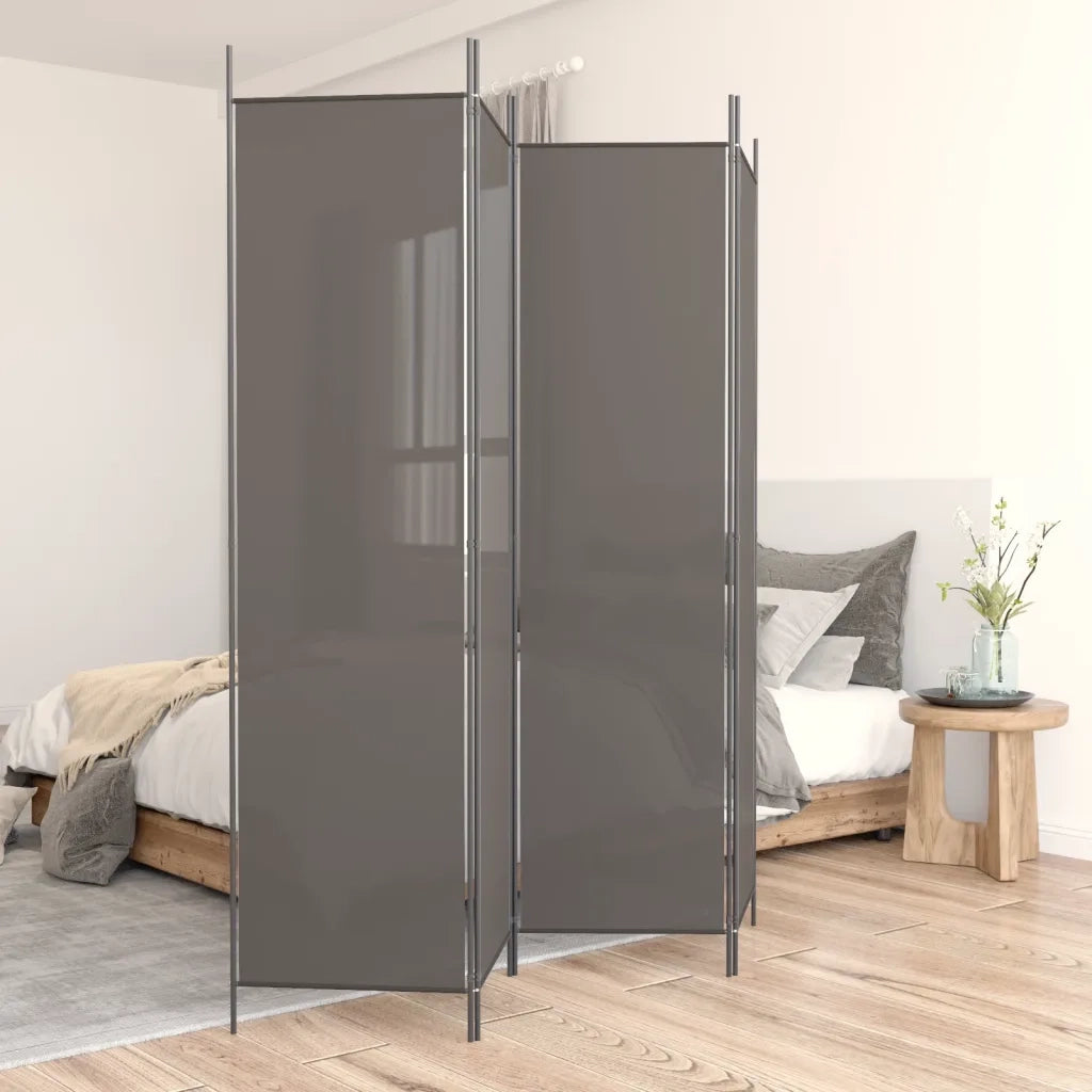 Divisorio a 4 Pannelli Antracite 200x220 cm Tessuto 350200
