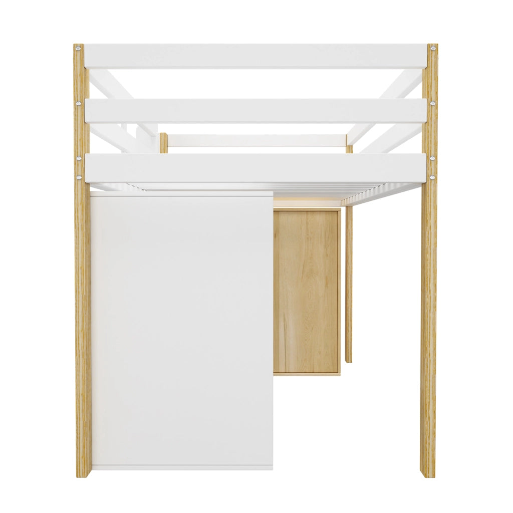 LETTO A SOPPALCO multifunzionale con 2 vani contenitori e scala 90 x 200 cm legno naturale/bianco