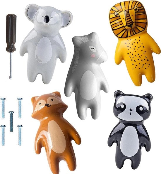 Maniglioni per Porta con Viti - Maniglie per Porte - Design per Bambini e Ragazzi - Disegno di Cartoni e Animali