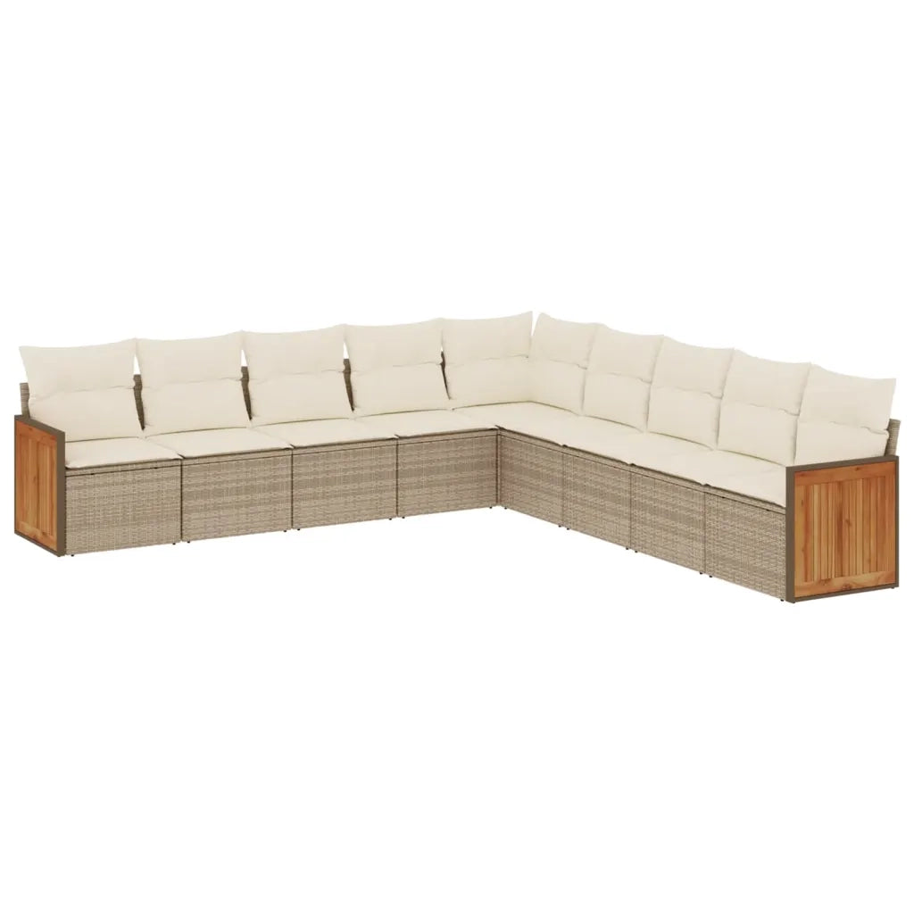 Set Divano da Giardino 9 pz con Cuscini Beige in Polyrattan 3260140