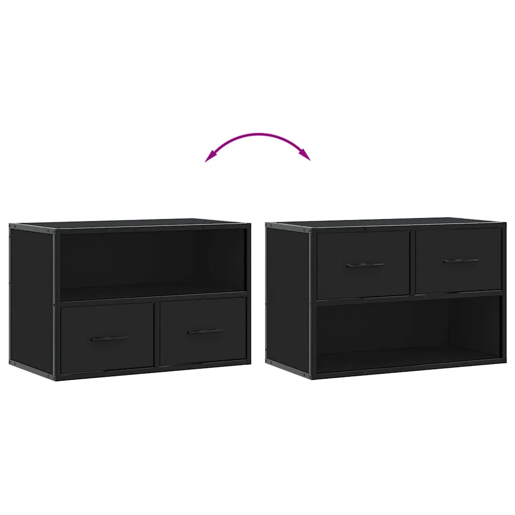 Mobile Porta TV-Mobile per TV-Credenza TV Nero 60x31x39,5cm in Truciolato e Metallo 690129