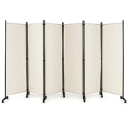 Divisorio pieghevole a 6 pannelli con ruote bloccabili-Separ¨¨ per interni 172cm da soggiorno ufficio Beige