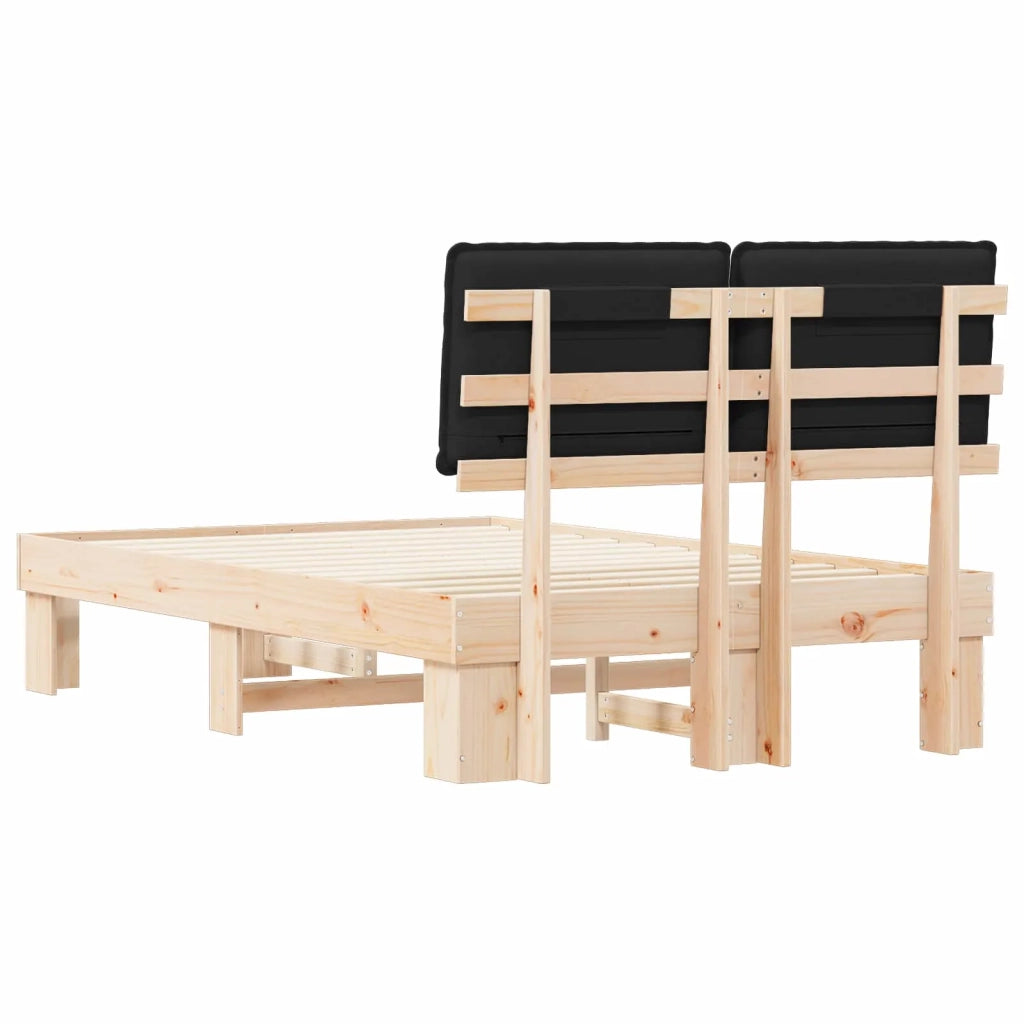 Letto con Testiera Rivestita Nero 120 x 200 cm Pino massello 877281