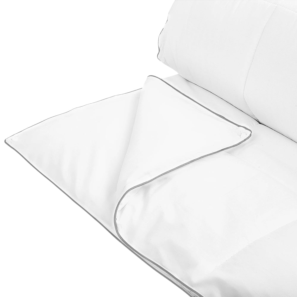 Copripiumino in cotone Japara bianco imbottitura in microfibra King Size 220 x 240 cm trapuntato per tutte le stagioni lavabile in lavatrice