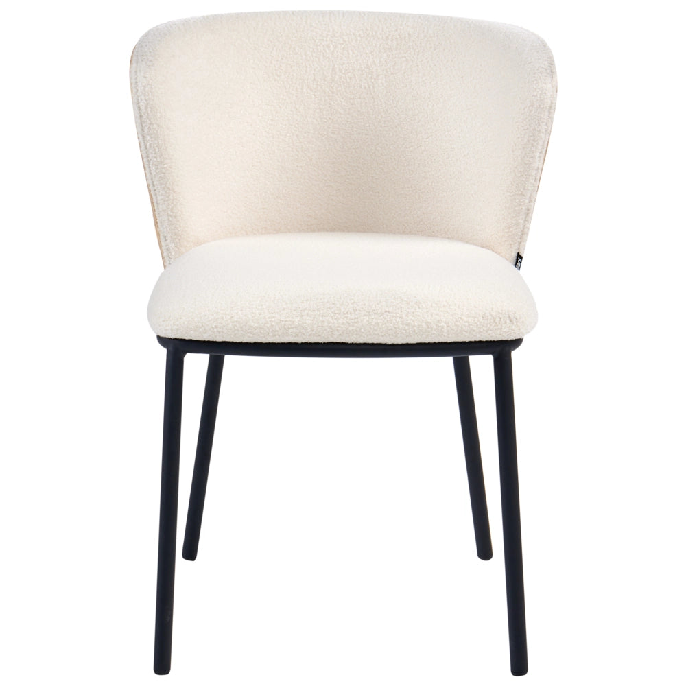 Set di 2 sedie da pranzo in ecopelle bianco sporco con gambe in ferro nero senza braccioli con coprigambe design moderno minimalista sala da pranzo