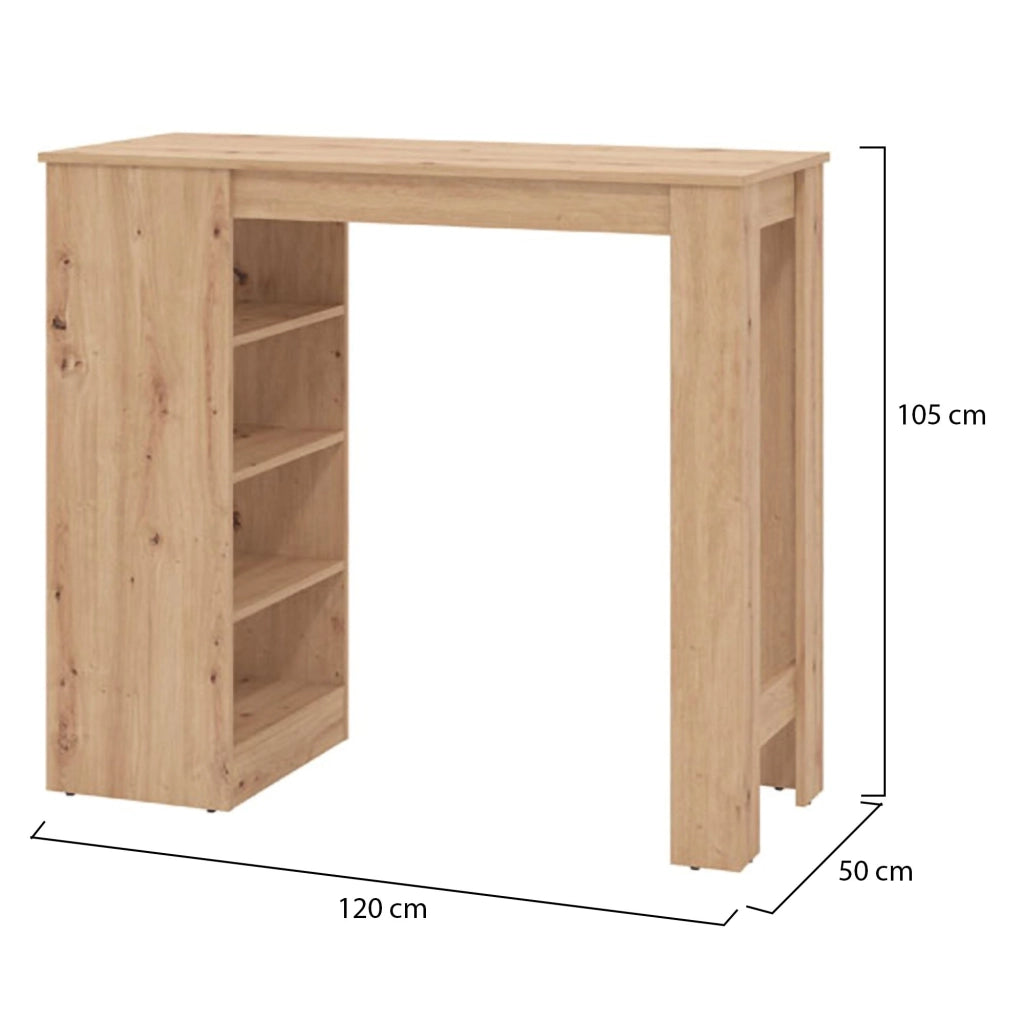 Sedriano, Tavolo Fisso 2 Posti, 120x50x105h cm Marrone Rovere Nodi