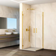 Box doccia angolare GLASS 2 porte battenti 83,5-85,5/68,5-70,5 cm oro vetro trasparente