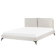 Letto imbottito moderno in ciniglia beige 180 x 200 cm con rete a doghe