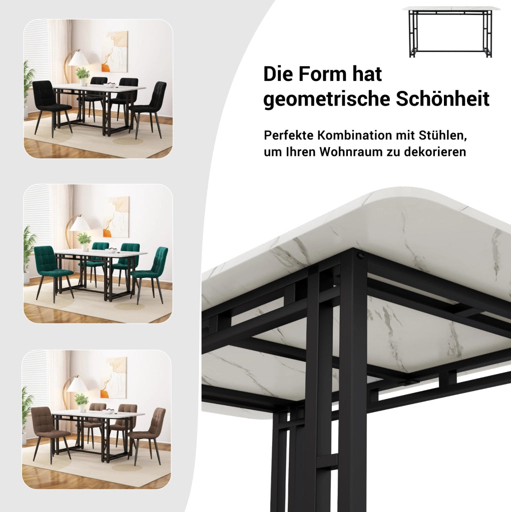 Set tavolo da pranzo nero con 4 sedie in velluto, larghezza 120 cm