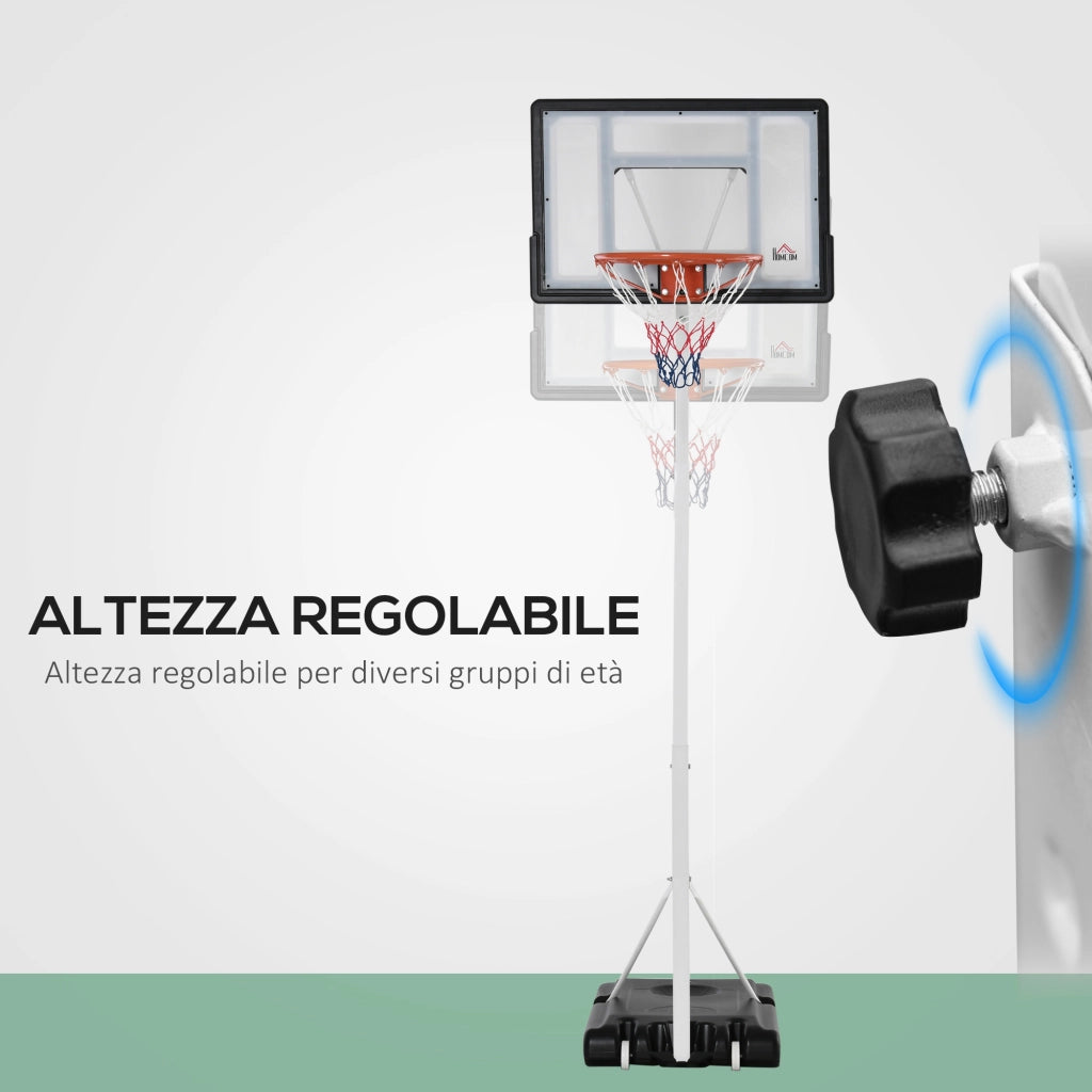 Canestro Basket Regolabile 210-260cm ¨C Xylo ¨C Tabellone PVC Ruote Integrate Bianco