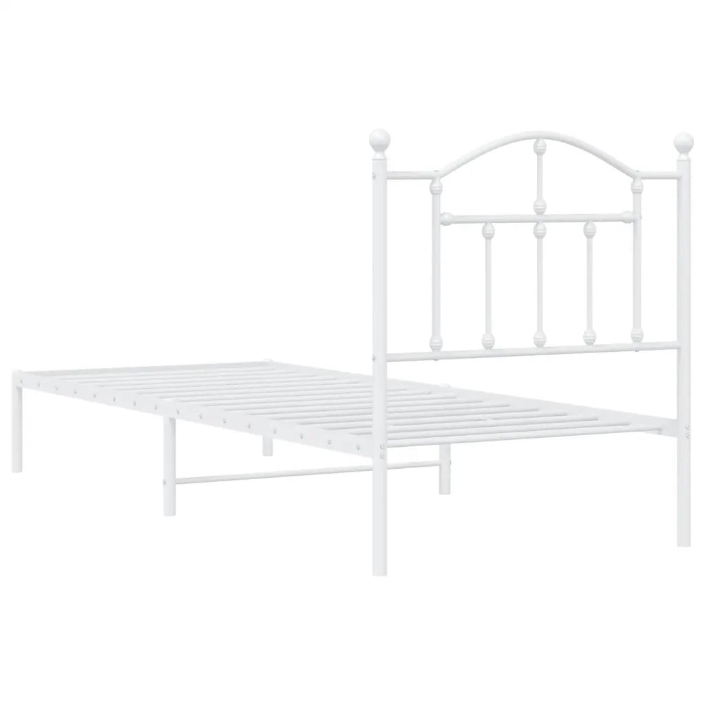 Giroletto con Testiera-Struttura Letto con testiera Metallo Bianco 90x200 cm 265497