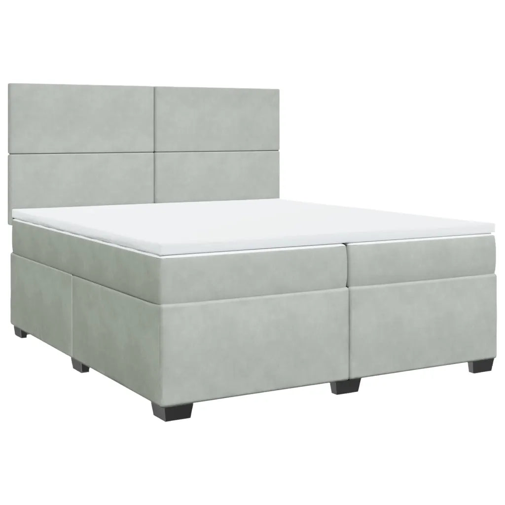 vidaXL Giroletto a Molle con Materasso Grigio Chiaro 200x200cm Velluto