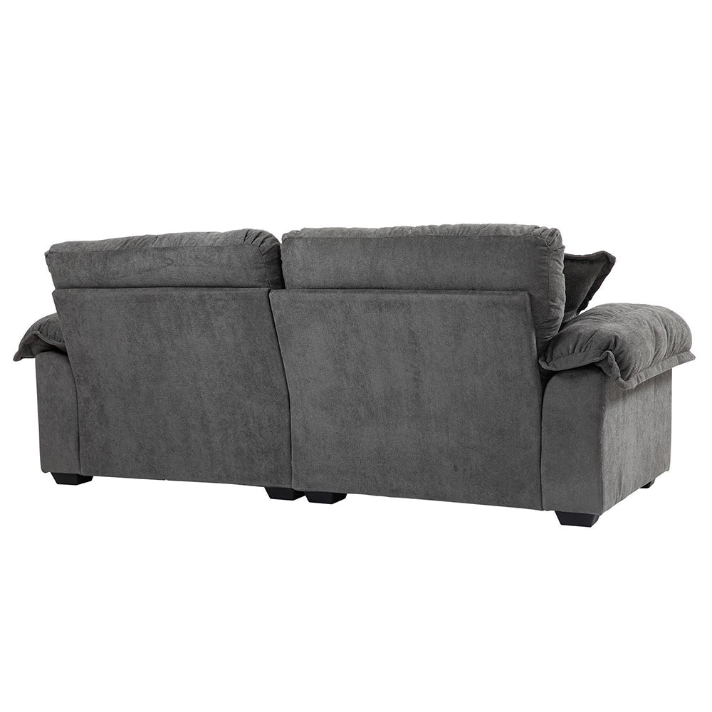 Canap¨¦ semplice profondo in chenille 213 cm - Xylo - Cuscini doppio strato (schiuma memory + molle)