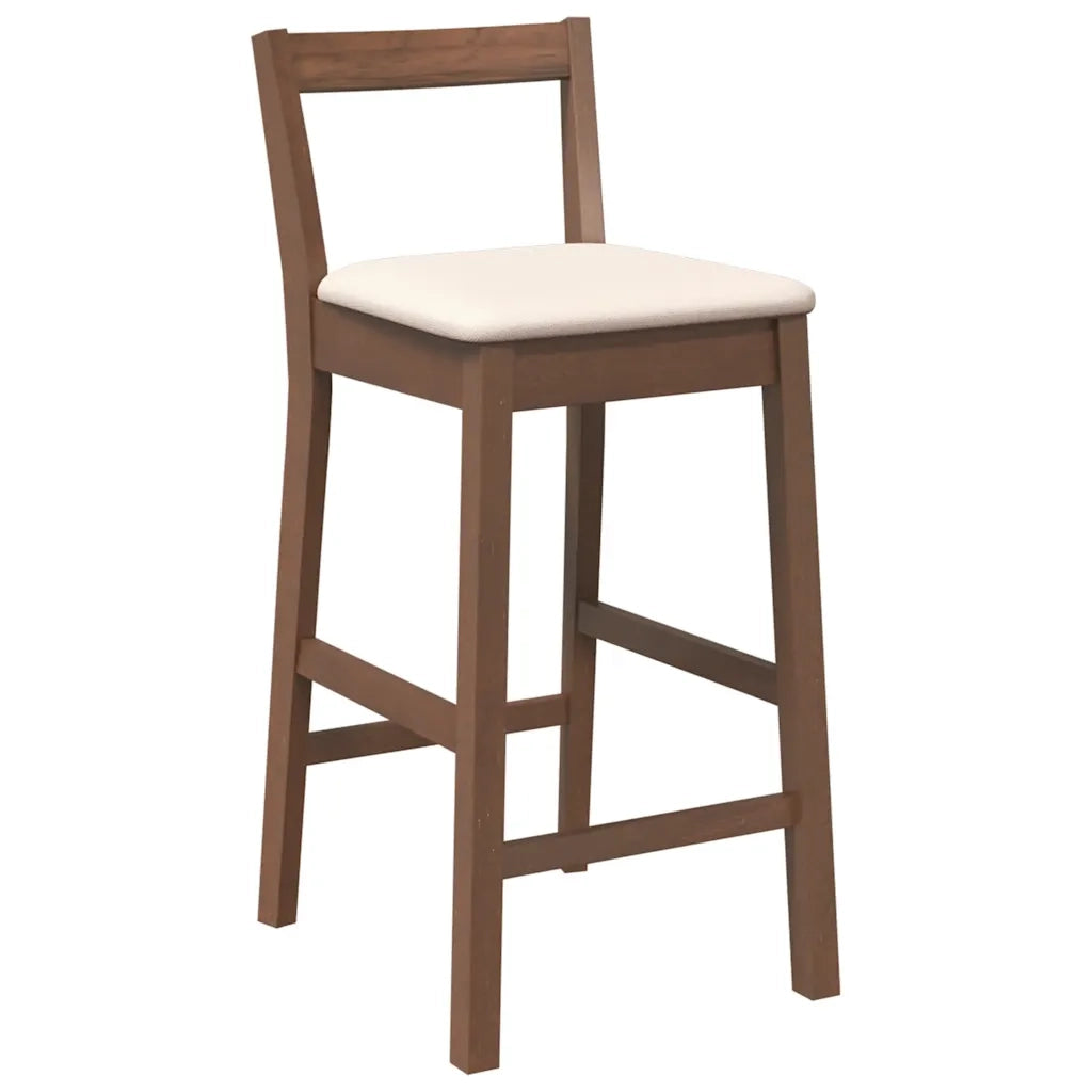 Sgabelli da Bar con Cuscini 2pz Marrone Legno Massello di Hevea