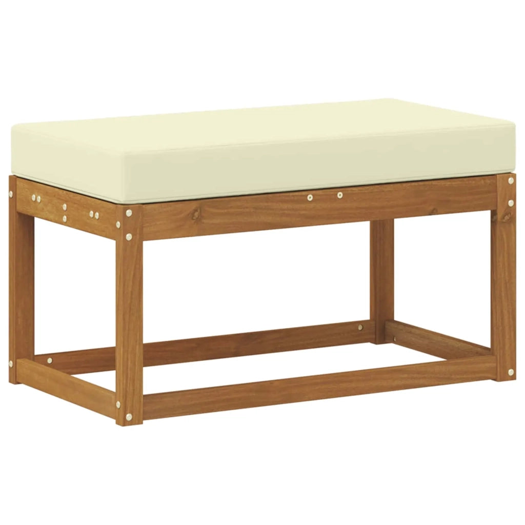 Sedia da giardino-Panca da esterno con cuscino Naturale e Crema 79 x 43 x 37 cm